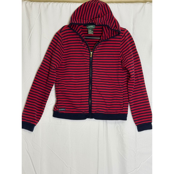 Lauren Ralph Lauren Tops - Lauren Ralph Lauren Striped Full Zip Hoodie Red Navy Blue Nautical Women Small